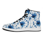 Watercolor Shibori Pattern Print High Top Leather Sneakers