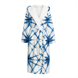 Watercolor Shibori Pattern Print Hooded Bathrobe