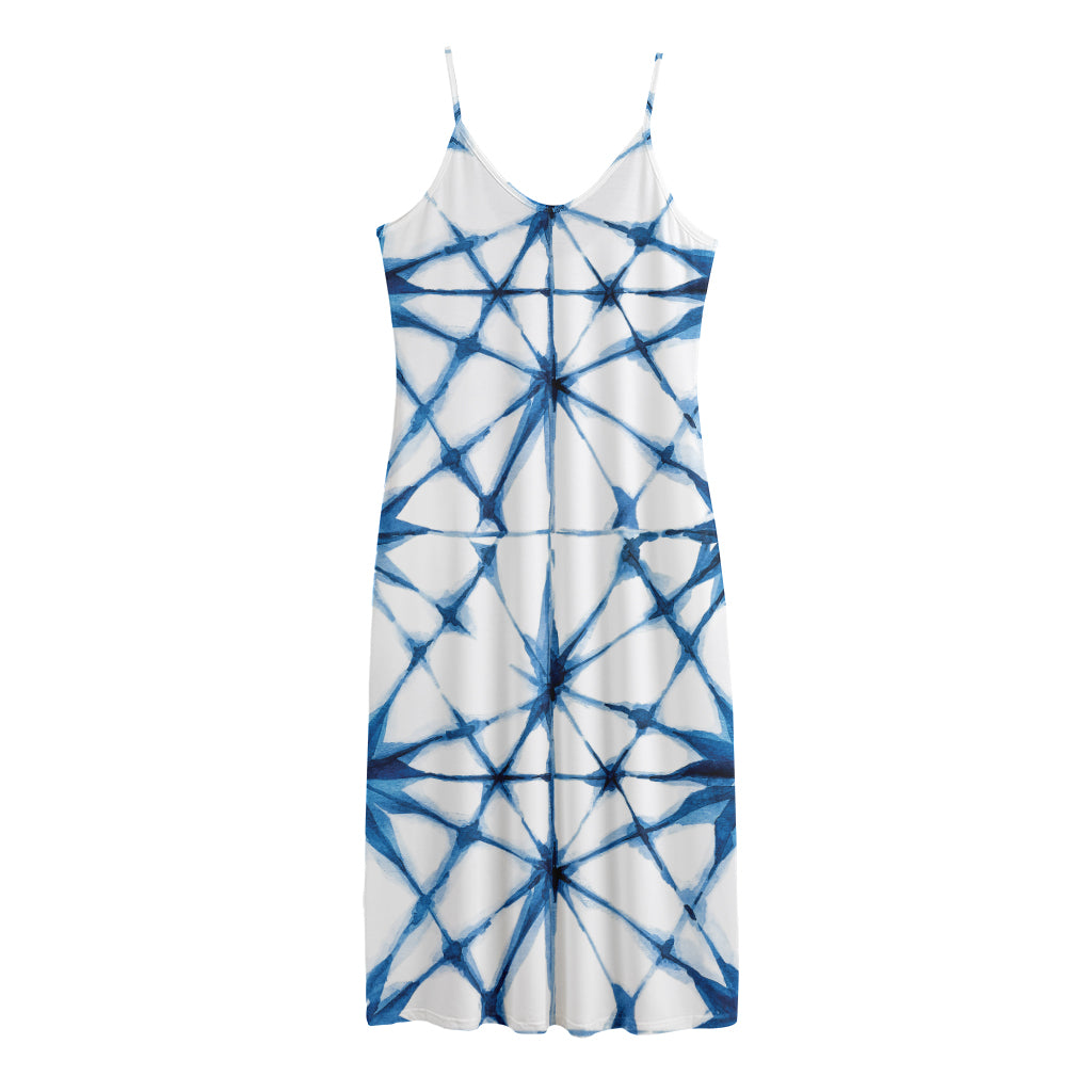 Watercolor Shibori Pattern Print Jersey Midi Cami Dress
