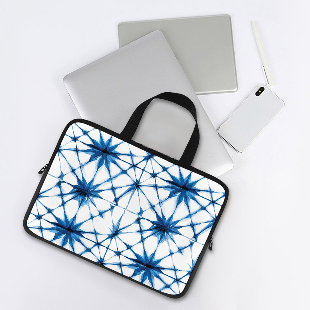 Watercolor Shibori Pattern Print Laptop Sleeve With Handle