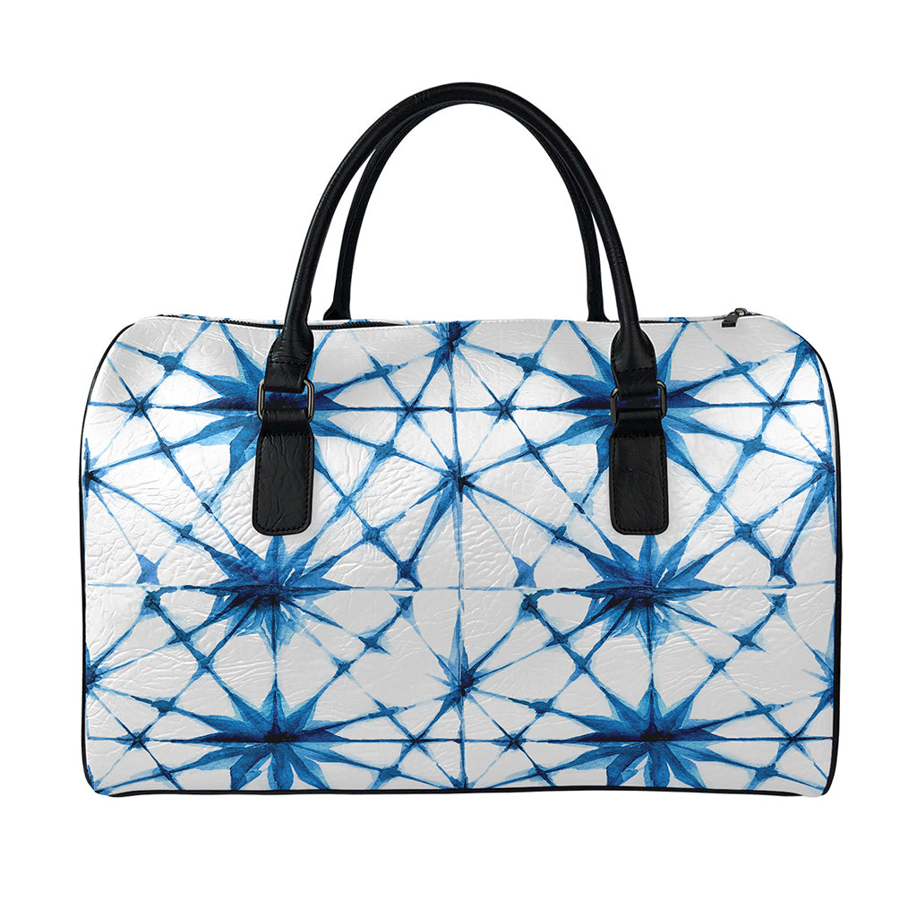 Watercolor Shibori Pattern Print Leather Duffle Bag