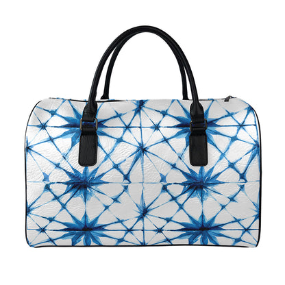 Watercolor Shibori Pattern Print Leather Duffle Bag