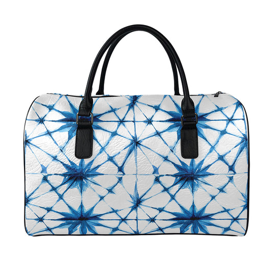 Watercolor Shibori Pattern Print Leather Duffle Bag