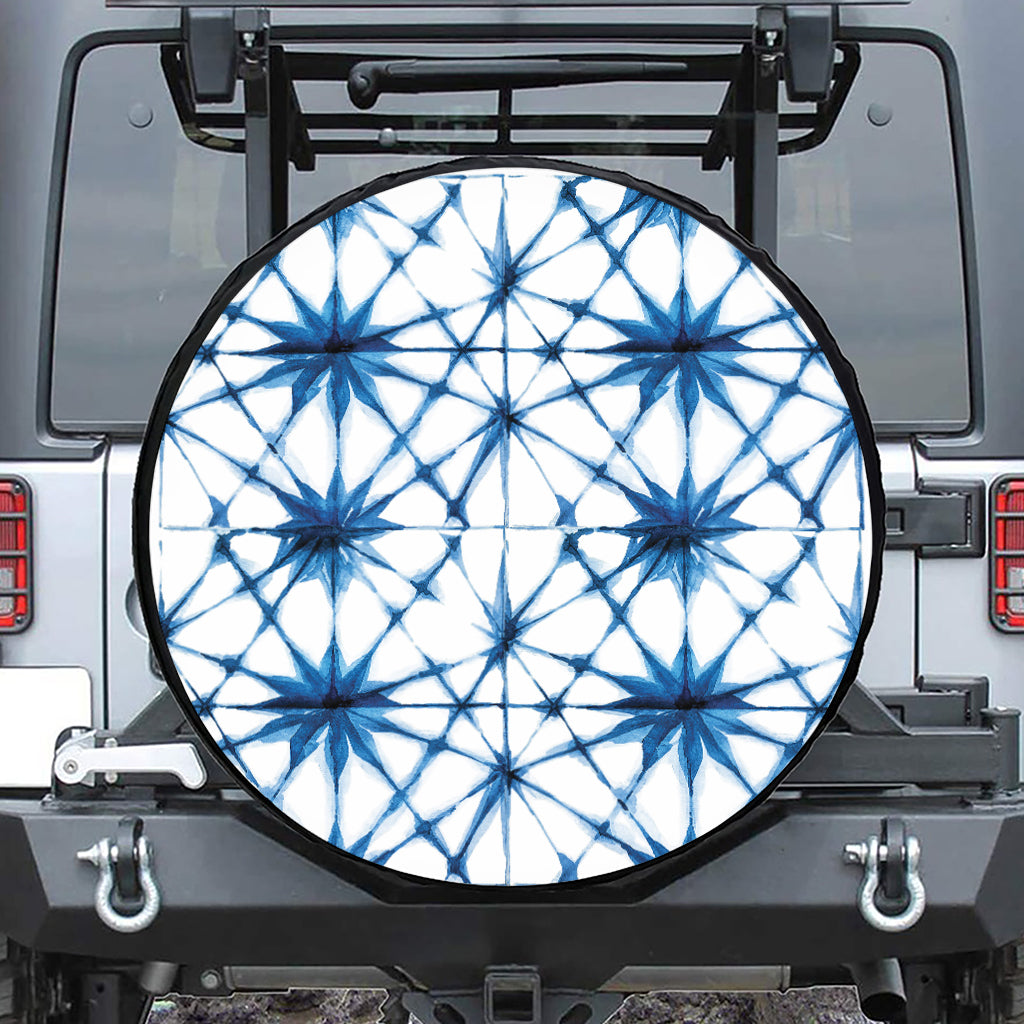 Watercolor Shibori Pattern Print Leather Spare Tire Cover