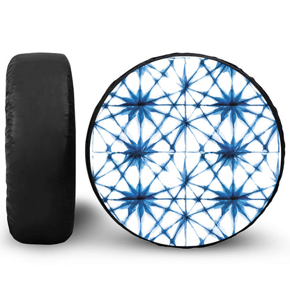 Watercolor Shibori Pattern Print Leather Spare Tire Cover