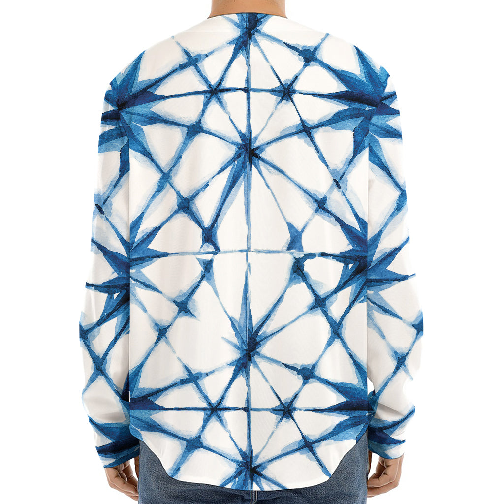 Watercolor Shibori Pattern Print Long Sleeve Baseball Jersey