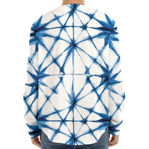 Watercolor Shibori Pattern Print Long Sleeve Baseball Jersey