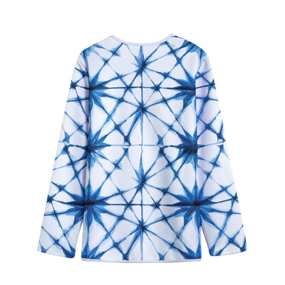 Watercolor Shibori Pattern Print Long Sleeve Short Coat