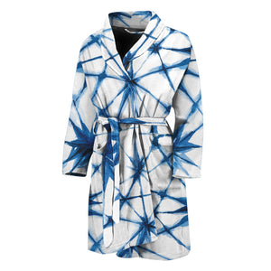 Watercolor Shibori Pattern Print Men's Bathrobe