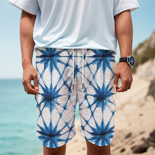 Watercolor Shibori Pattern Print Men's Cargo Shorts