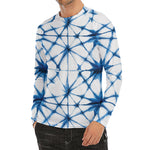 Watercolor Shibori Pattern Print Men's Long Sleeve Rash Guard