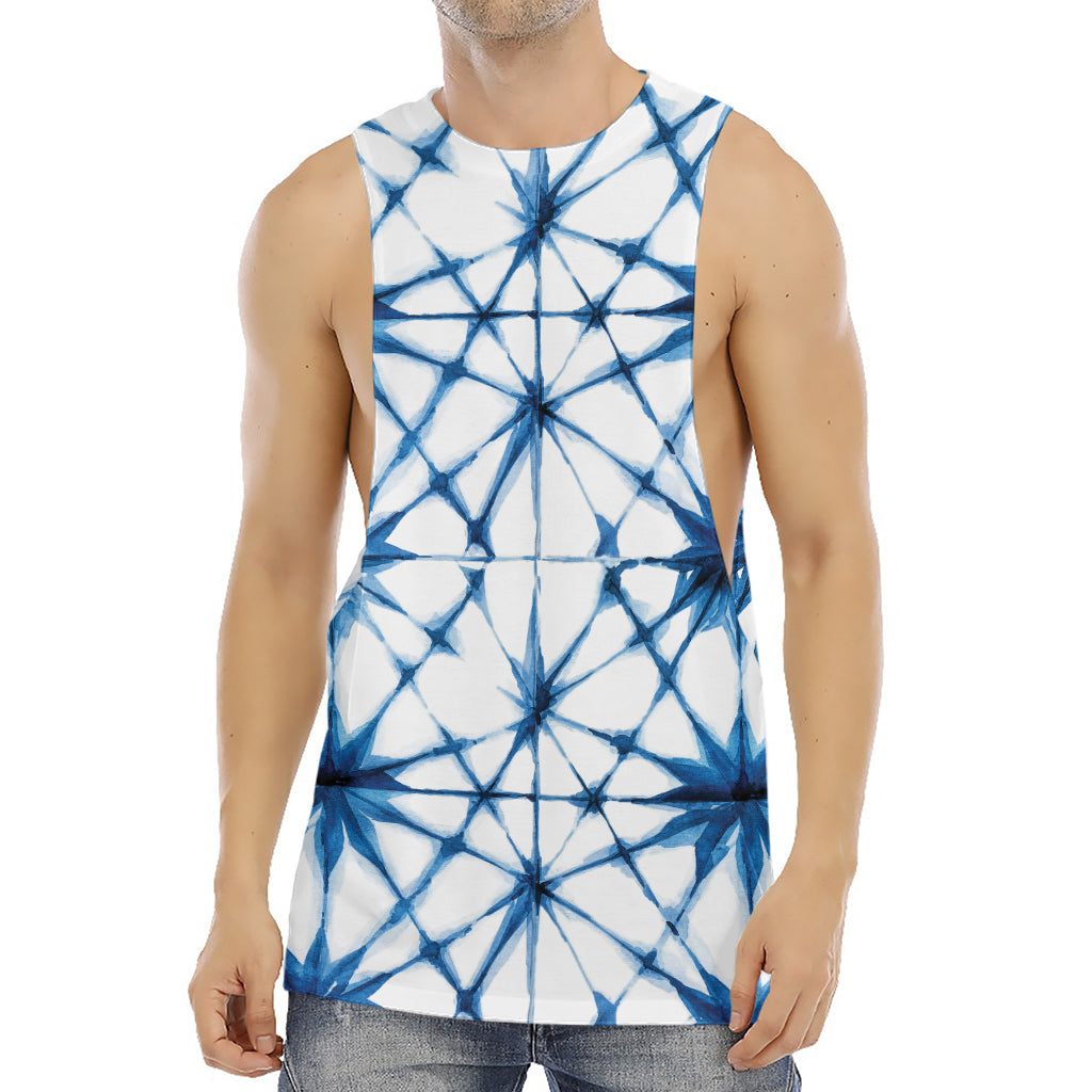 Watercolor Shibori Pattern Print Men's Muscle Tank Top