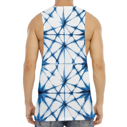 Watercolor Shibori Pattern Print Men's Muscle Tank Top