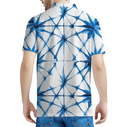 Watercolor Shibori Pattern Print Men's Polo Shirt