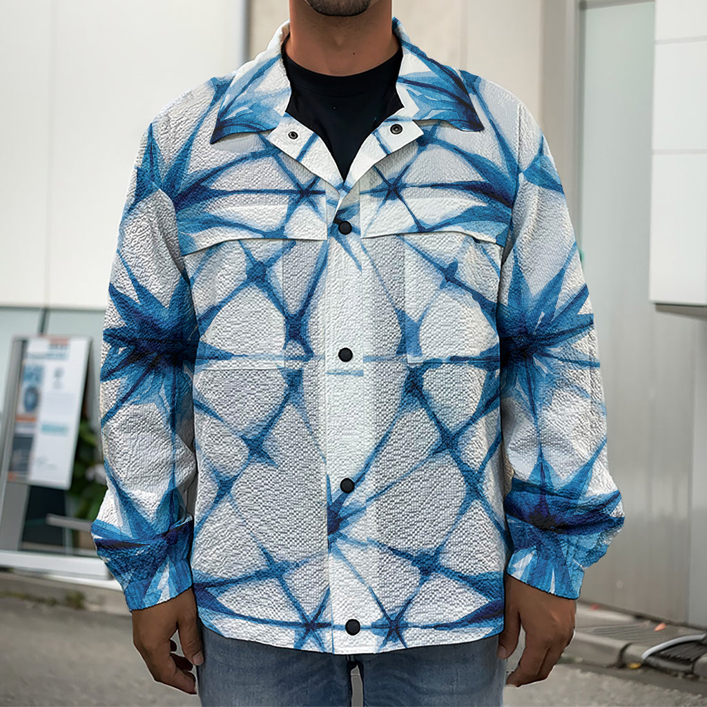 Watercolor Shibori Pattern Print Men's Shirt Jacket