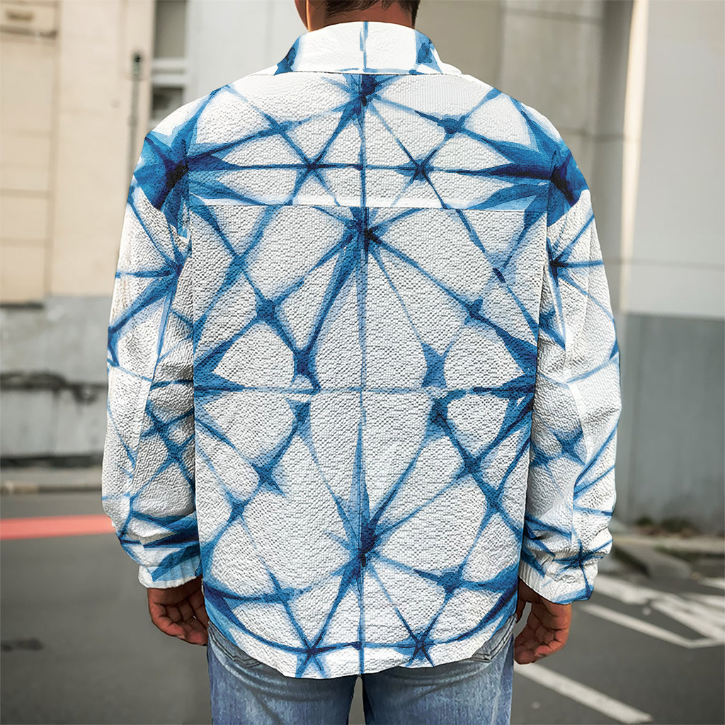 Watercolor Shibori Pattern Print Men's Shirt Jacket