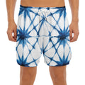 Watercolor Shibori Pattern Print Men's Split Running Shorts