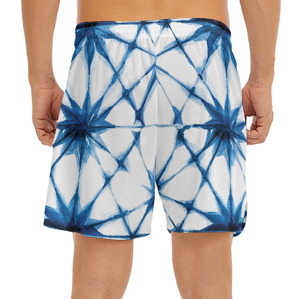 Watercolor Shibori Pattern Print Men's Split Running Shorts