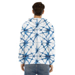 Watercolor Shibori Pattern Print Men's Velvet Pullover Hoodie