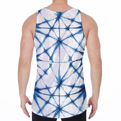 Watercolor Shibori Pattern Print Men's Velvet Tank Top