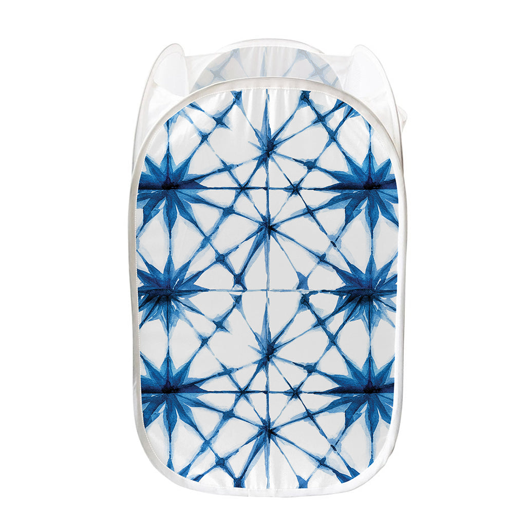 Watercolor Shibori Pattern Print Mesh Laundry Hamper
