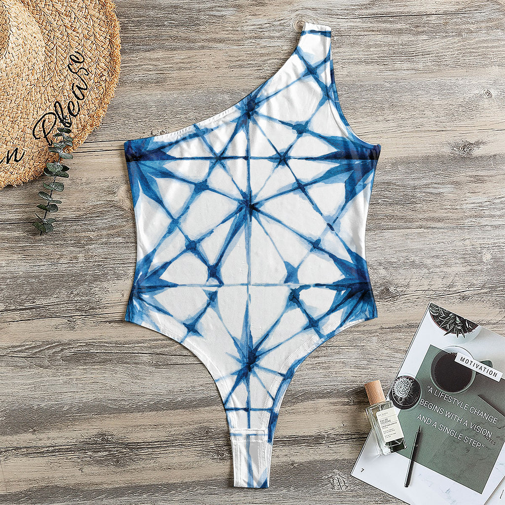 Watercolor Shibori Pattern Print One Shoulder Bodysuit