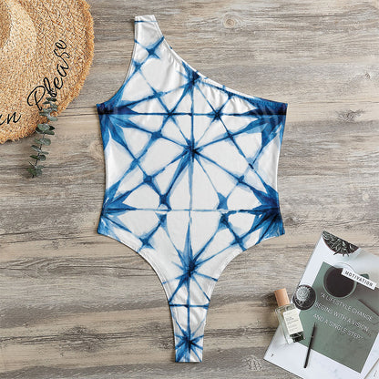 Watercolor Shibori Pattern Print One Shoulder Bodysuit