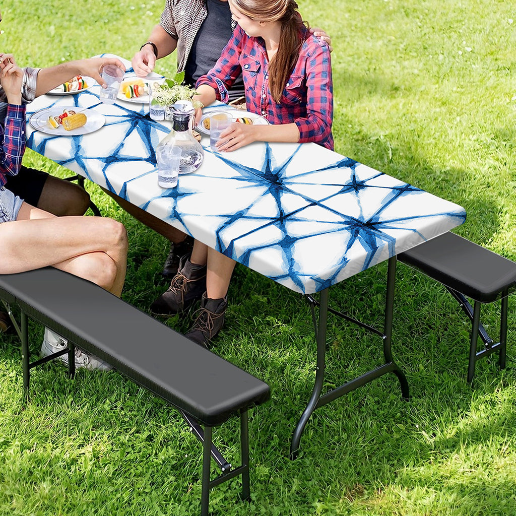 Watercolor Shibori Pattern Print Picnic Table Cover