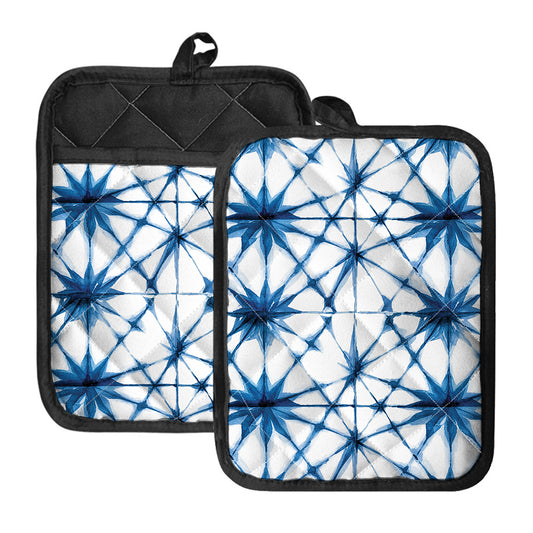 Watercolor Shibori Pattern Print Pot Holders With Pocket