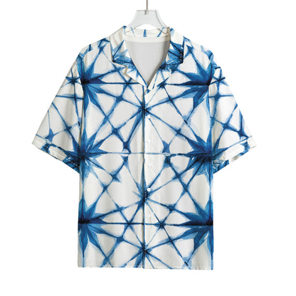 Watercolor Shibori Pattern Print Rayon Hawaiian Shirt