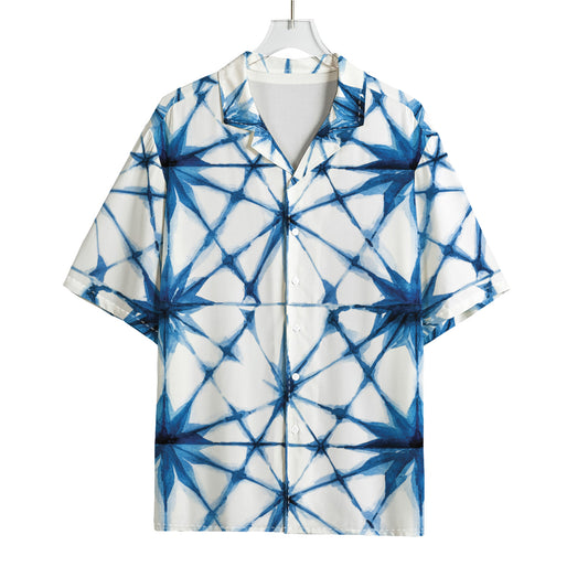 Watercolor Shibori Pattern Print Rayon Hawaiian Shirt