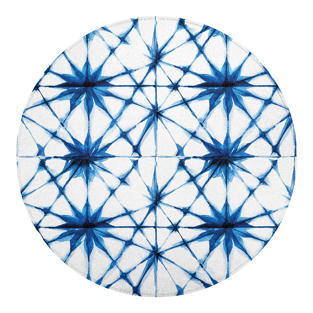 Watercolor Shibori Pattern Print Round Blanket