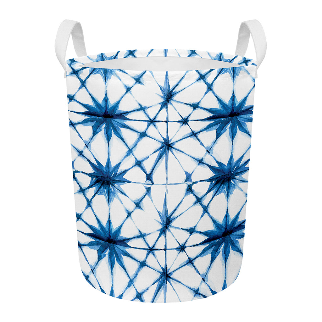 Watercolor Shibori Pattern Print Round Laundry Basket