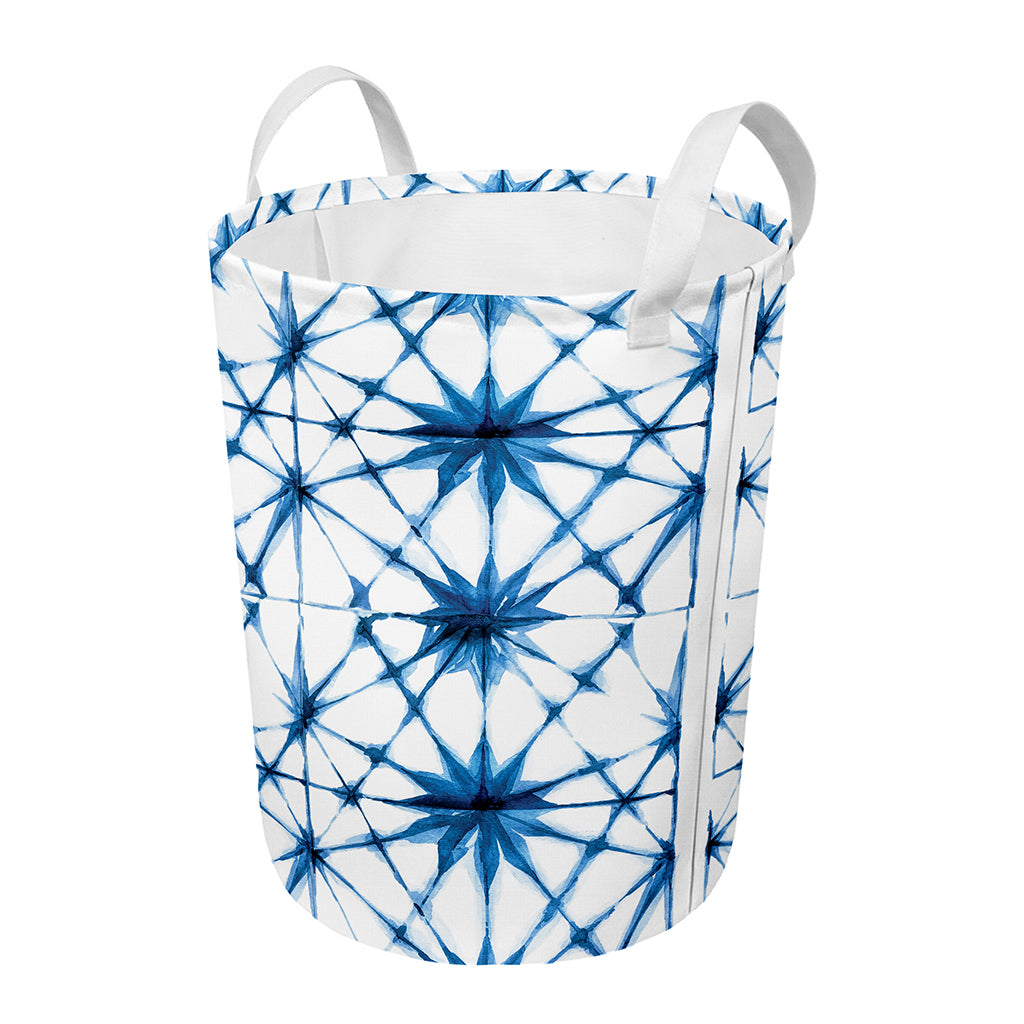 Watercolor Shibori Pattern Print Round Laundry Basket