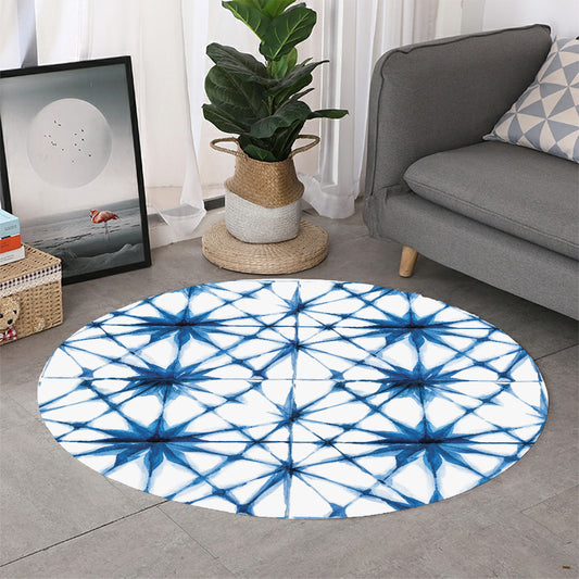 Watercolor Shibori Pattern Print Round Rug