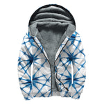 Watercolor Shibori Pattern Print Sherpa Lined Zip Up Hoodie