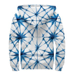 Watercolor Shibori Pattern Print Sherpa Lined Zip Up Hoodie