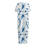 Watercolor Shibori Pattern Print Short Sleeve Long Nightdress