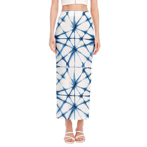 Watercolor Shibori Pattern Print Side Slit Maxi Skirt