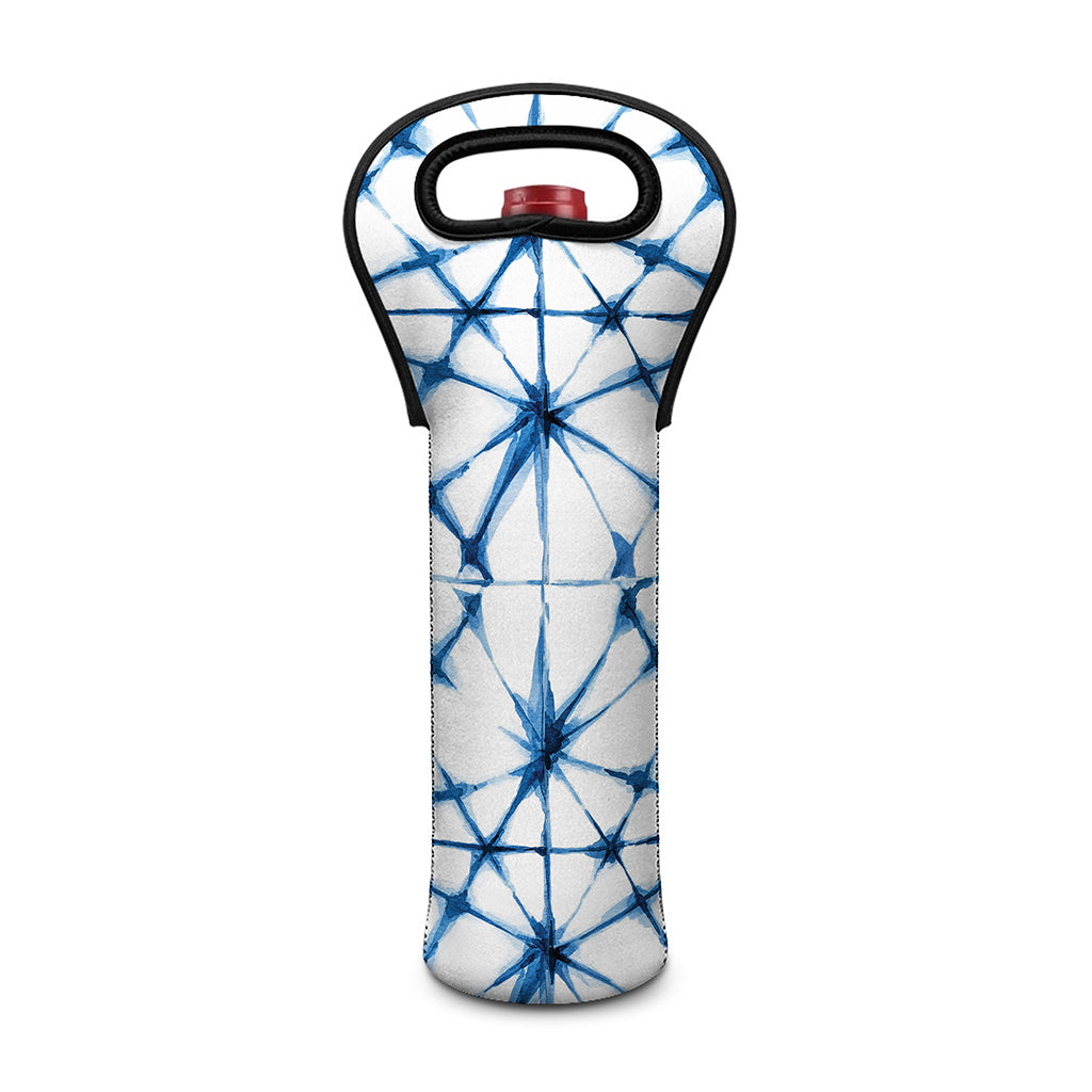 Watercolor Shibori Pattern Print Single Neoprene Wine Tote