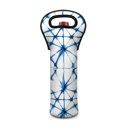 Watercolor Shibori Pattern Print Single Neoprene Wine Tote