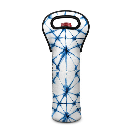 Watercolor Shibori Pattern Print Single Neoprene Wine Tote