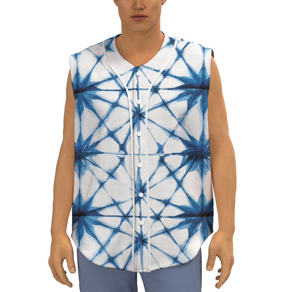 Watercolor Shibori Pattern Print Sleeveless Baseball Jersey