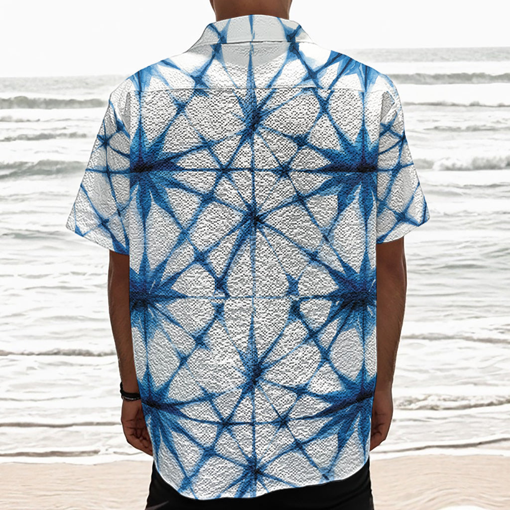 Watercolor Shibori Pattern Print Textured Short Sleeve Shirt