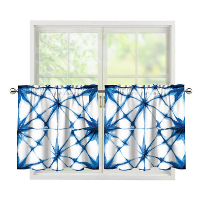 Watercolor Shibori Pattern Print Tier Curtains