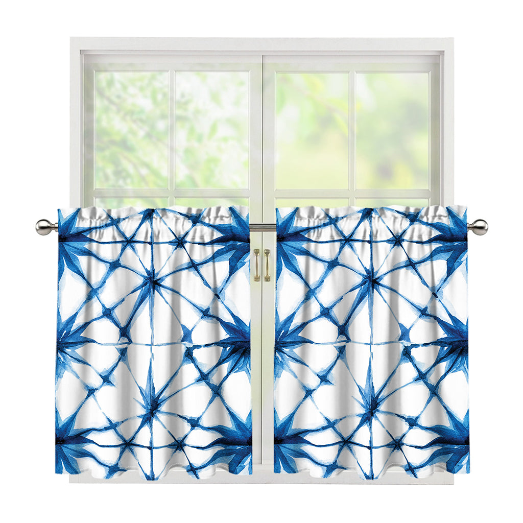 Watercolor Shibori Pattern Print Tier Curtains
