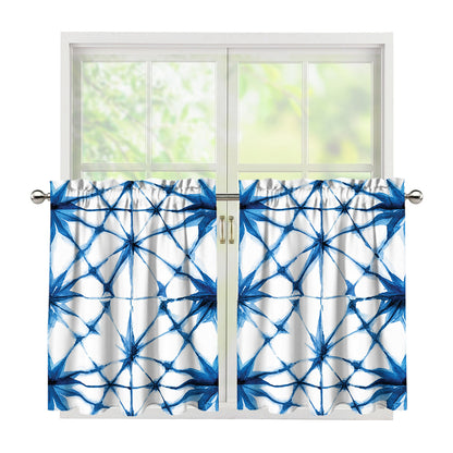 Watercolor Shibori Pattern Print Tier Curtains