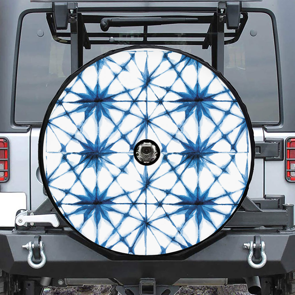 Watercolor Shibori Pattern Print Tire Cover With Camera Hole