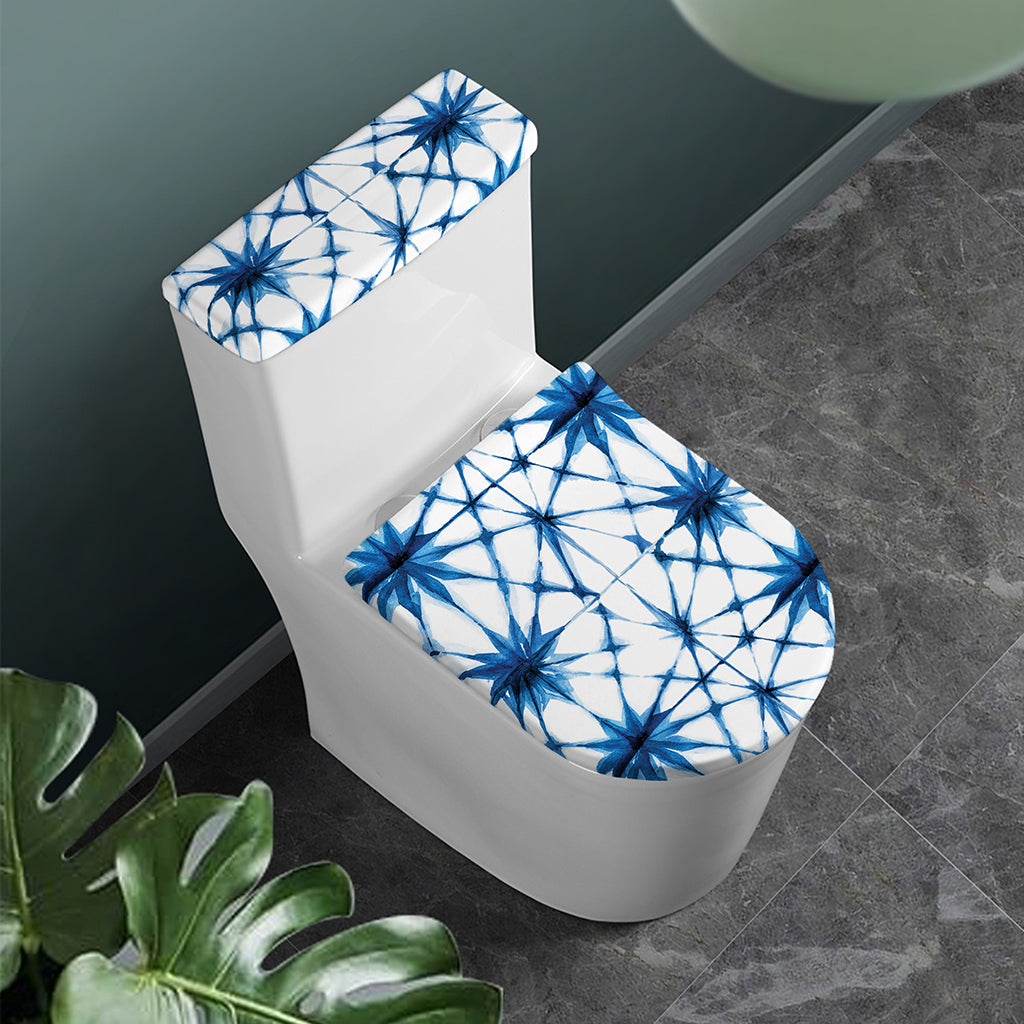 Watercolor Shibori Pattern Print Toilet Lid And Tank Cover Set