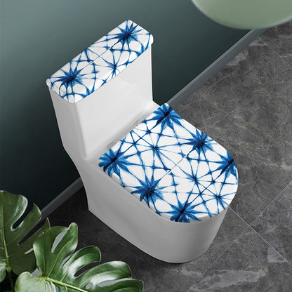 Watercolor Shibori Pattern Print Toilet Lid And Tank Cover Set